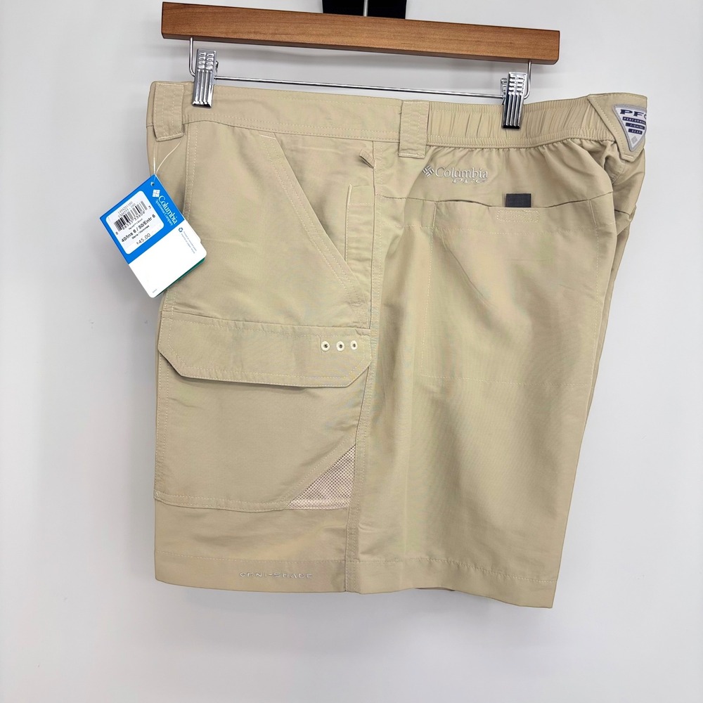 NEW Columbia PFG Permit II 40x6L Fishing Shorts Omni-Shade Cargo Khaki Pockets - Picture 3 of 7